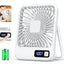 Desk Fan, Portable USB Rechargeable Fan, 180° Tilt Folding Personal Fan with Power Display, 5 Speeds Ultra Quiet Table Fan